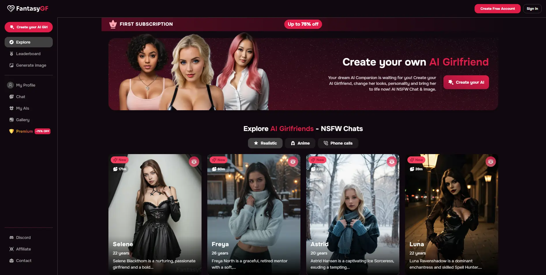 FantasyGF AI banner