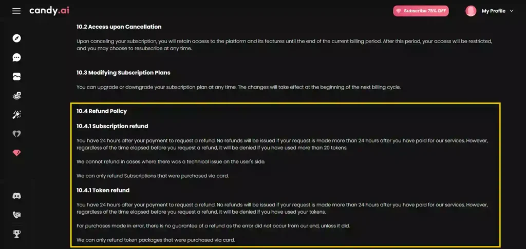Candy AI Refund Policy