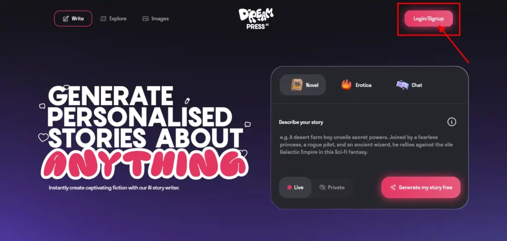 DreamPress AI Sign Up