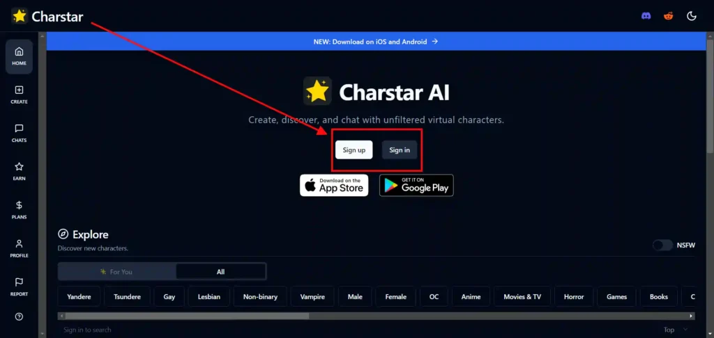 Charstar login
