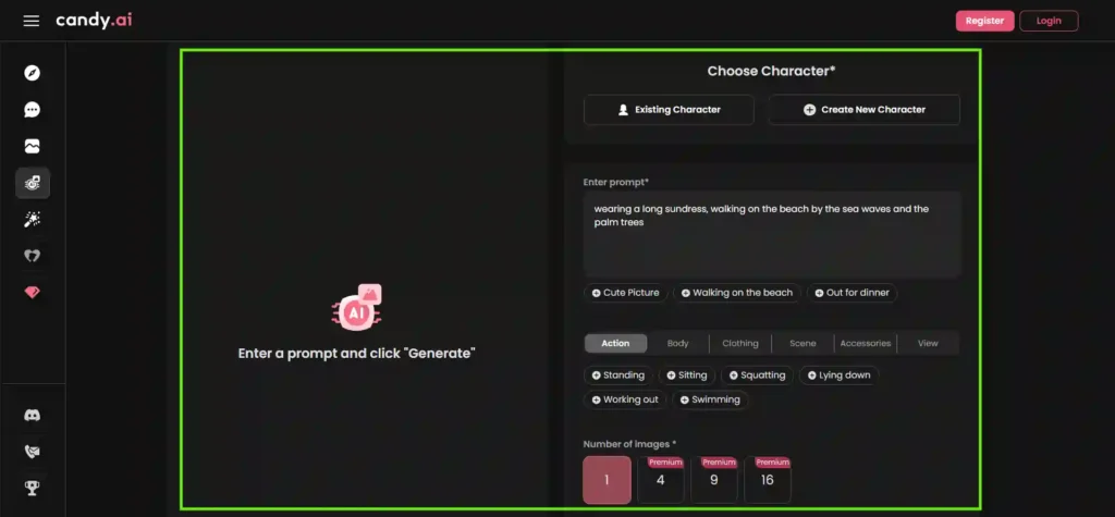Candy AI User Interface