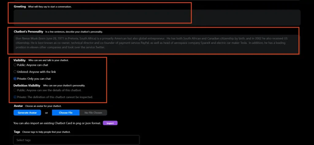 Chatbot Setup in SpicyChat AI