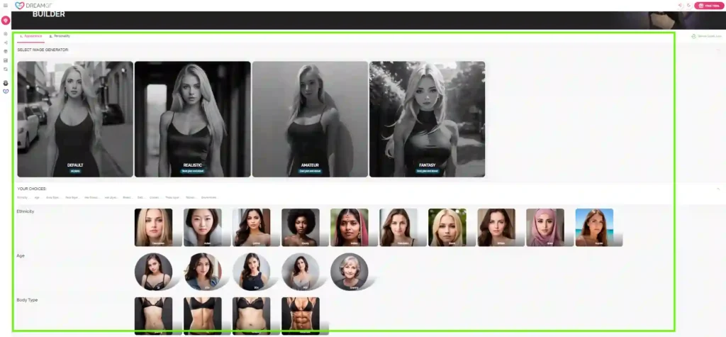 DreamGF User Interface