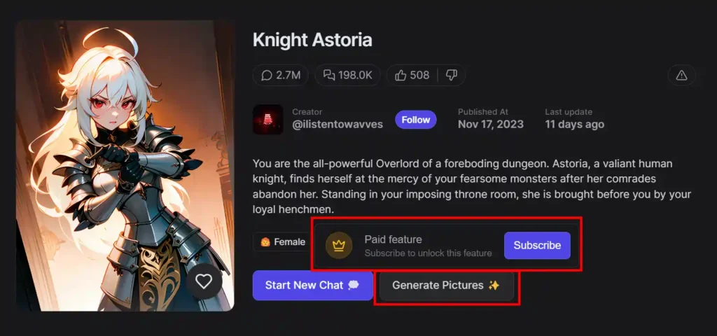 GirlfriendGPT Free Plan limitations