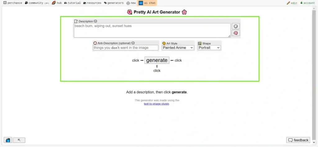 Perchance AI User Interface