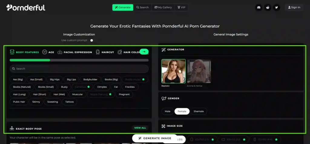 Pornderful User Interface