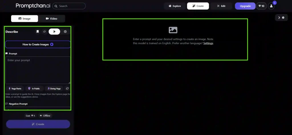 Promptchan AI User Interface