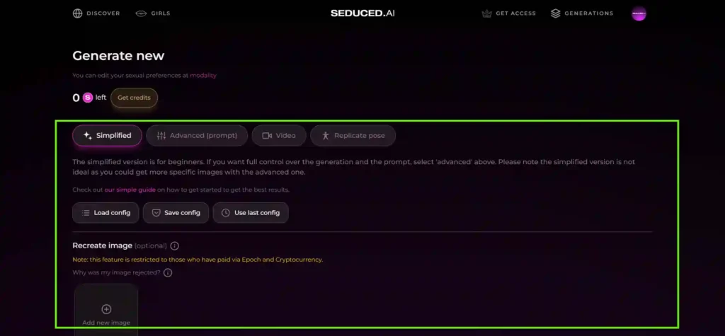 Seduced AI User Interface
