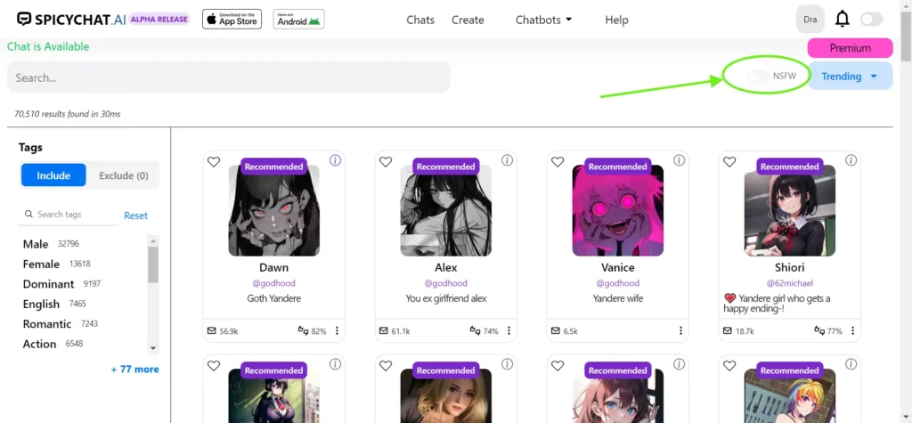 SpicyChat NSFW Switcher Button