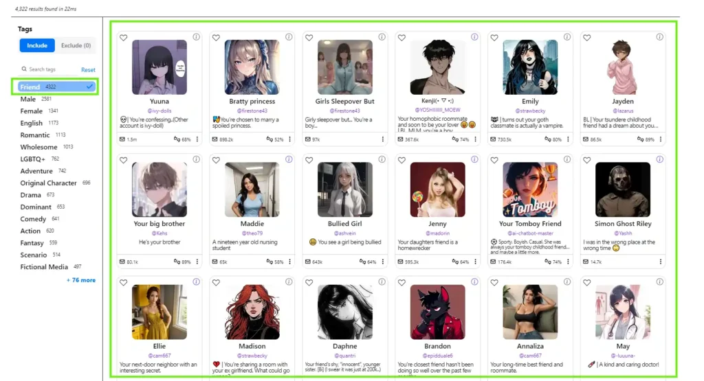 Various Friends in SpicyChat AI