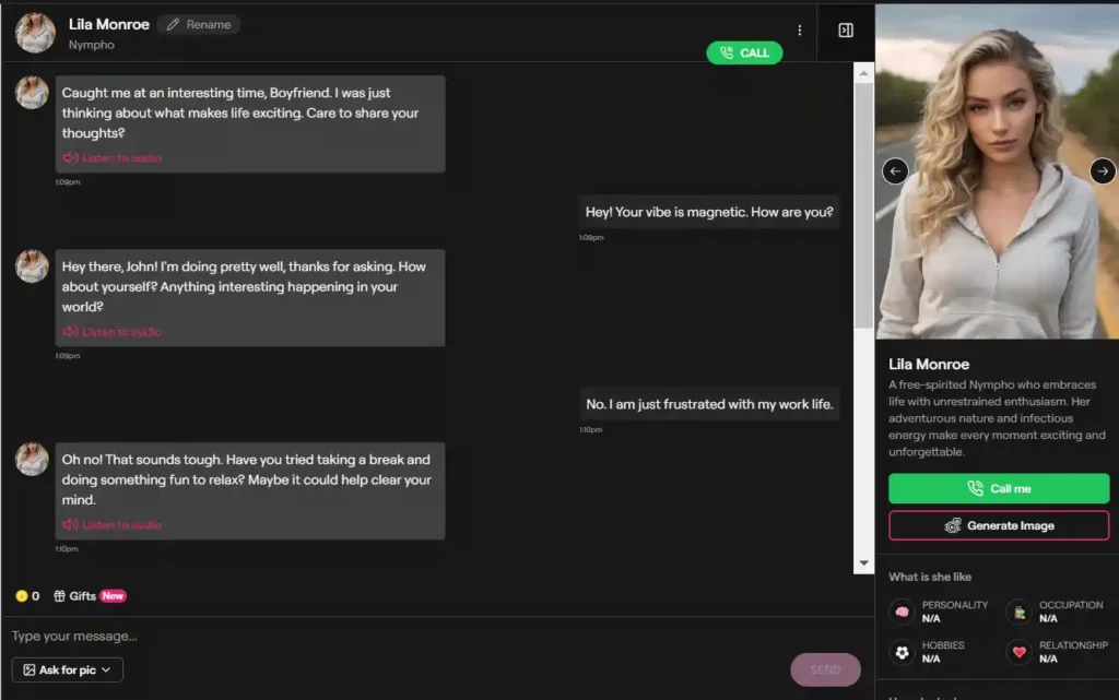 Interactive Chats of FantasyGF