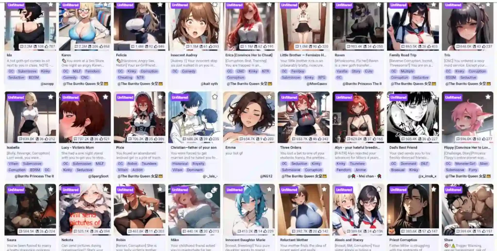 characters of CrushOn AI