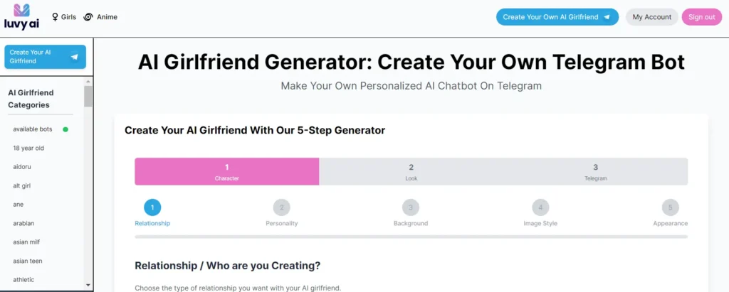 Luvy.Ai AI Girlfriend Generator