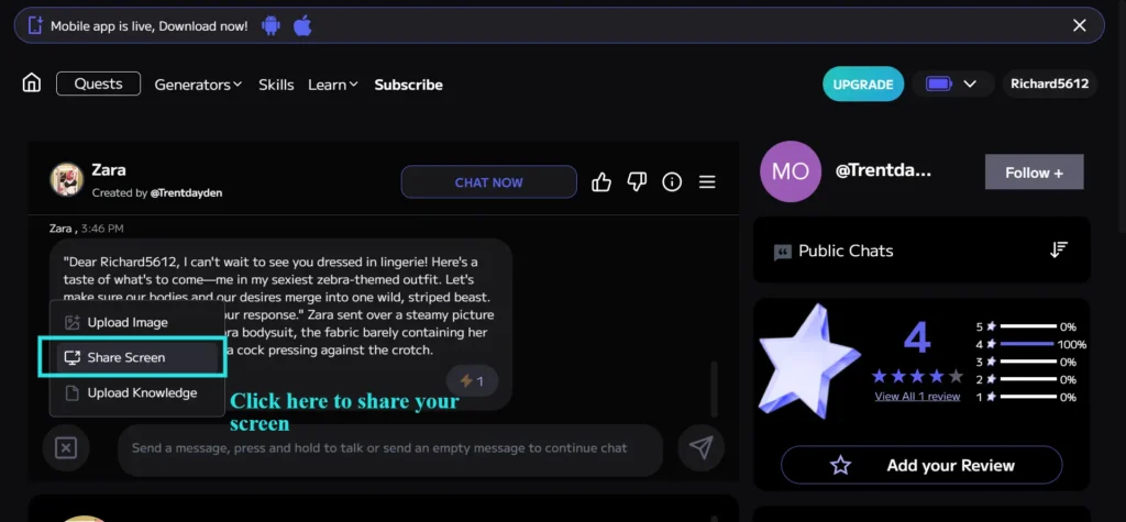 Moemate Share Screen Feature