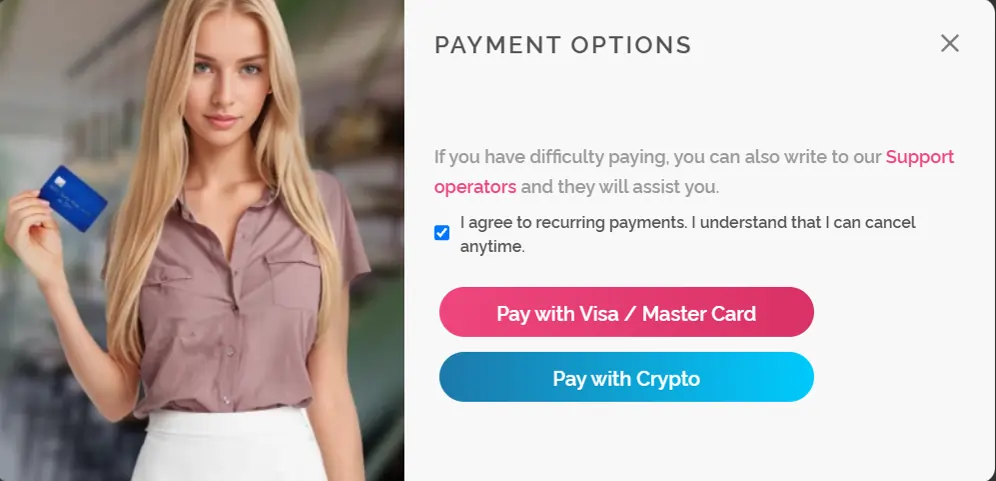 DreamGF Payment Option