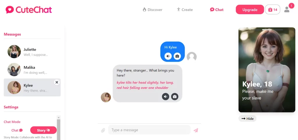 CuteChat AI Conversation with Kylee