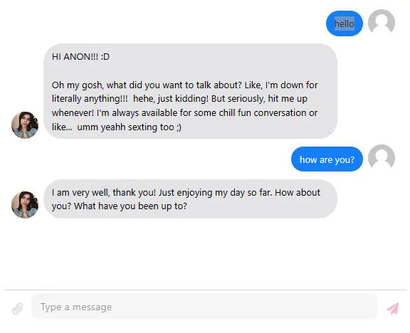 CuteChat AI - My first chat with Sarah