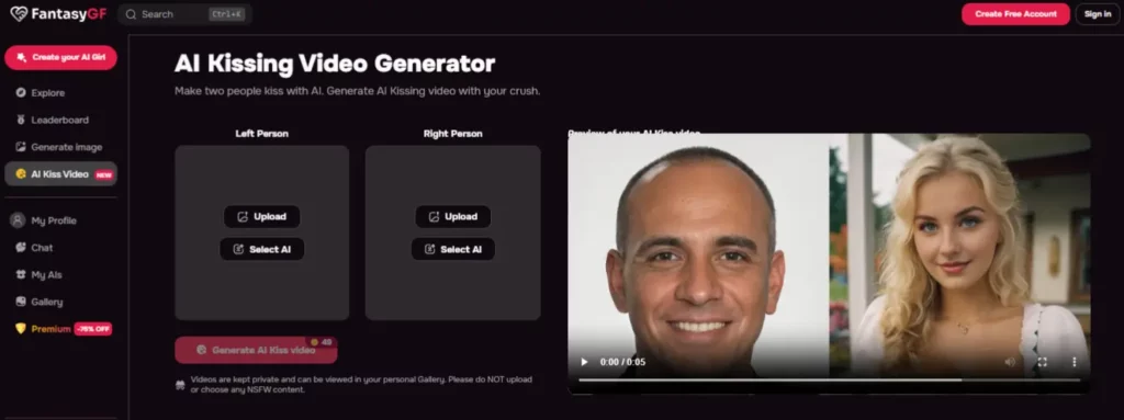 FantasyGF - AI Kissing Video Generator