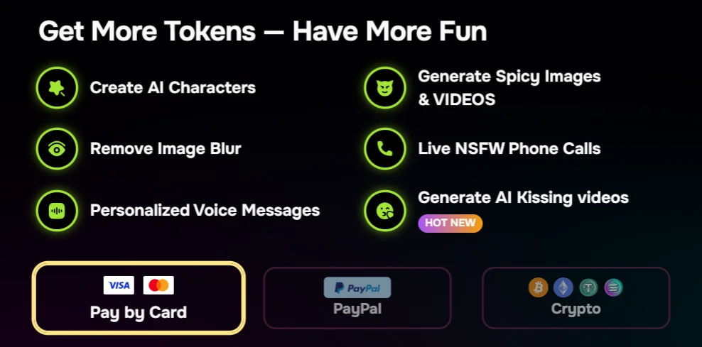 FantasyGF AI Tokens features