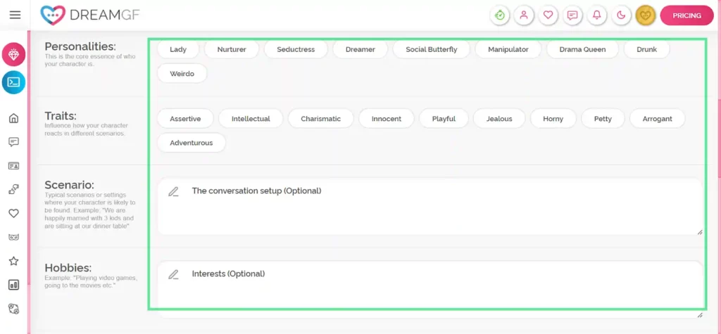 DreamGF - Customization of Character