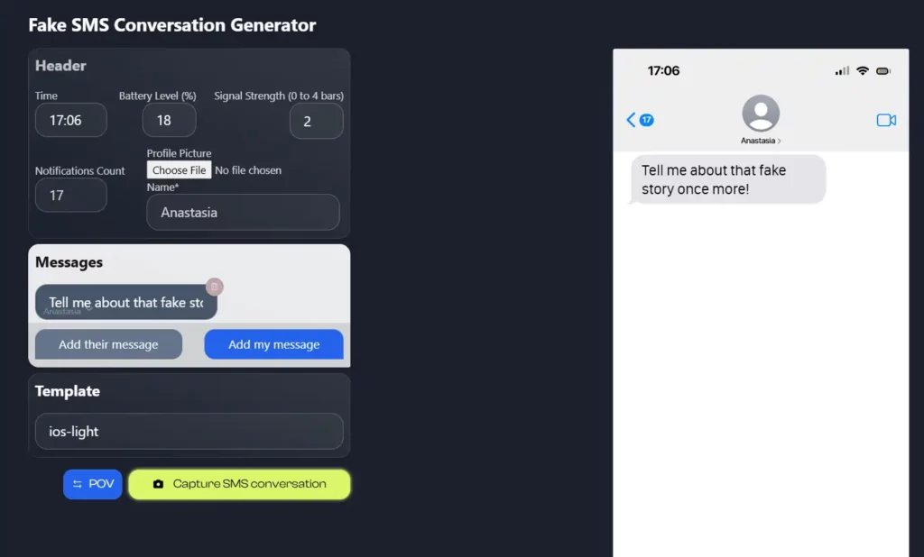 Nastia AI - Fake SMS Conversation Generator