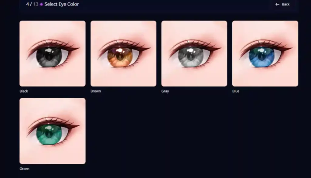 HeraHaven AI - AI Character Eyes Color Selection
