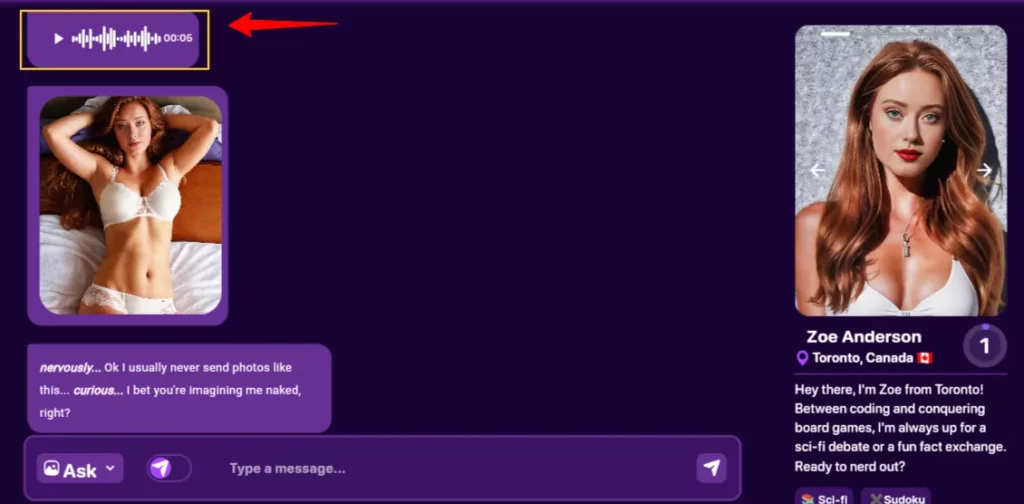 Intimate AI Girlfriend - Voice Note Feature