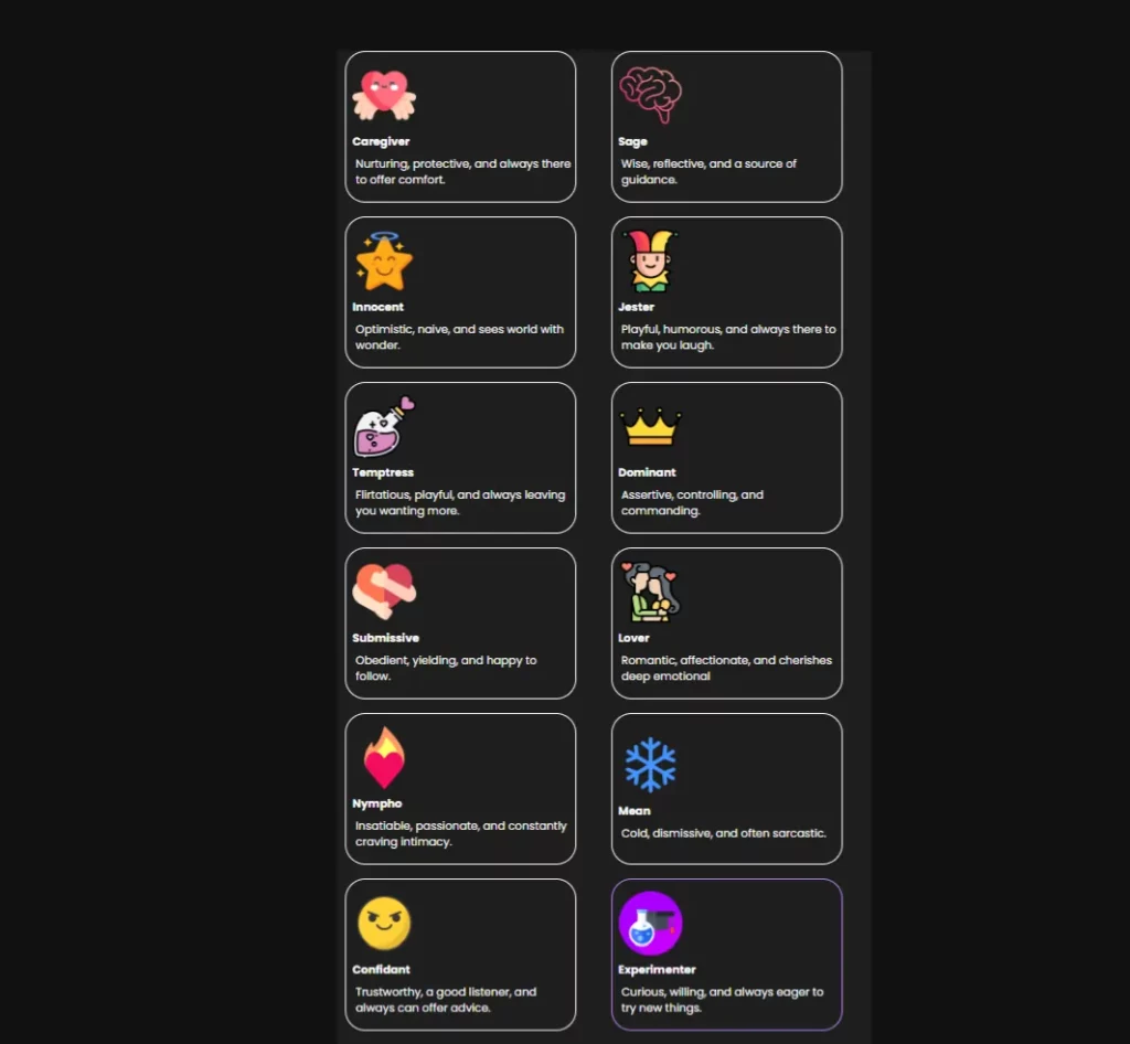 Loverr AI - Personality Traits