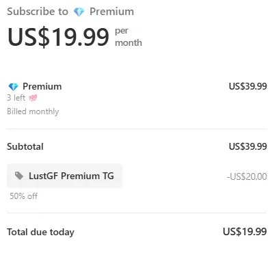 LustGF AI - Monthly Pricing
