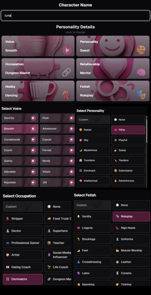 Ourdream AI- AI Character Personality Traits