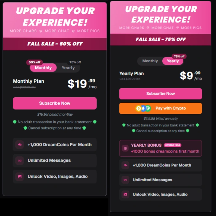 Ourdream AI - Pricing Plan